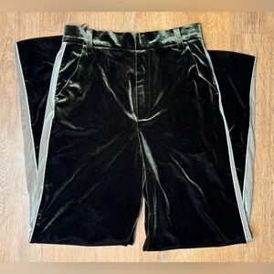 Velvet Tuxedo Stripe Pants with Silver Accents